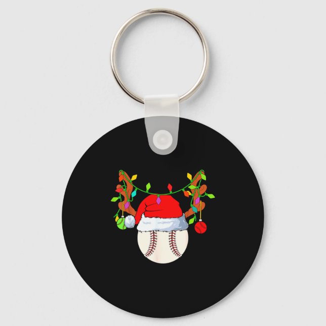 Chaveiro Baseball Reindeer Santa Hat Christmas  (Frente)