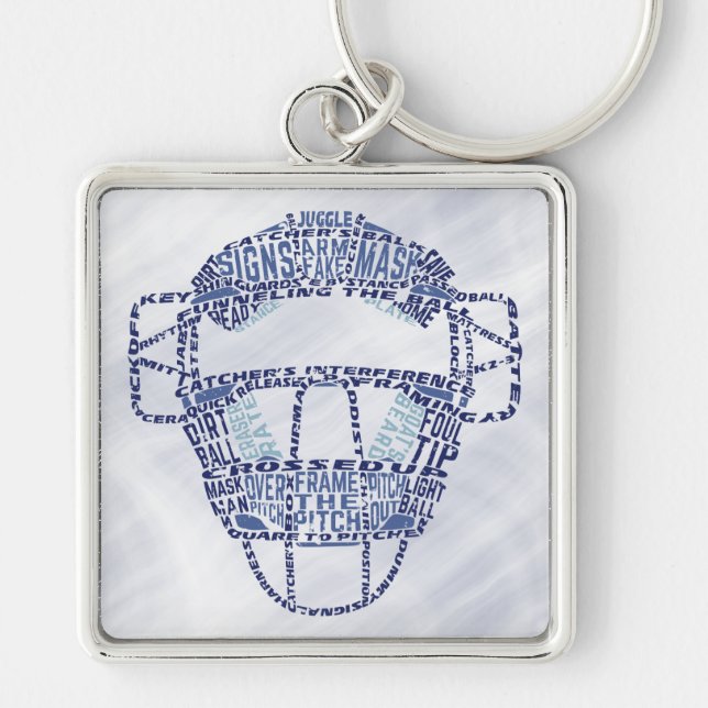 Chaveiro Baseball Softball Catchers Máscara Calligram (Frente)