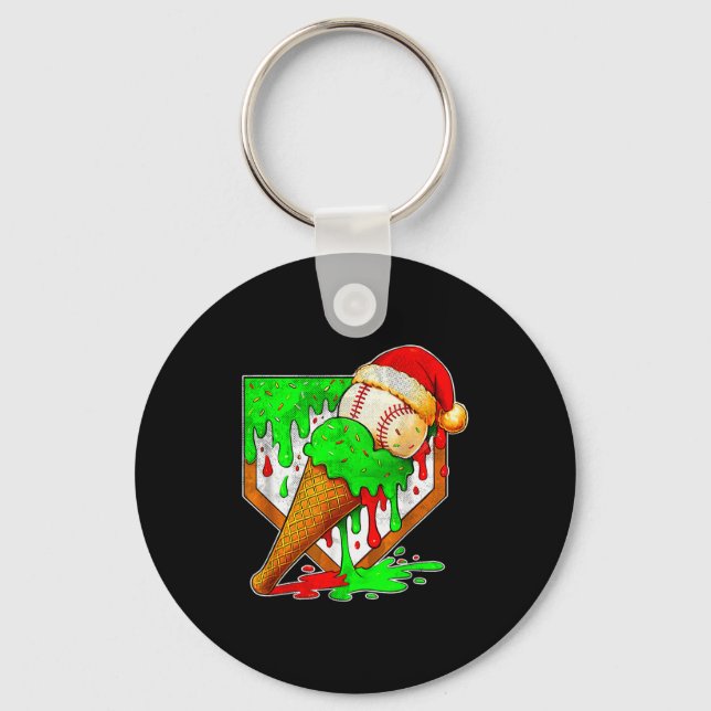 Chaveiro Baseball Xmas Christmas Baseball Ice Cream Drip Bo (Frente)