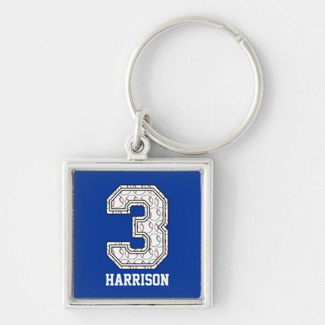 Chaveiro Basebol personalizado número 3 (Frente)