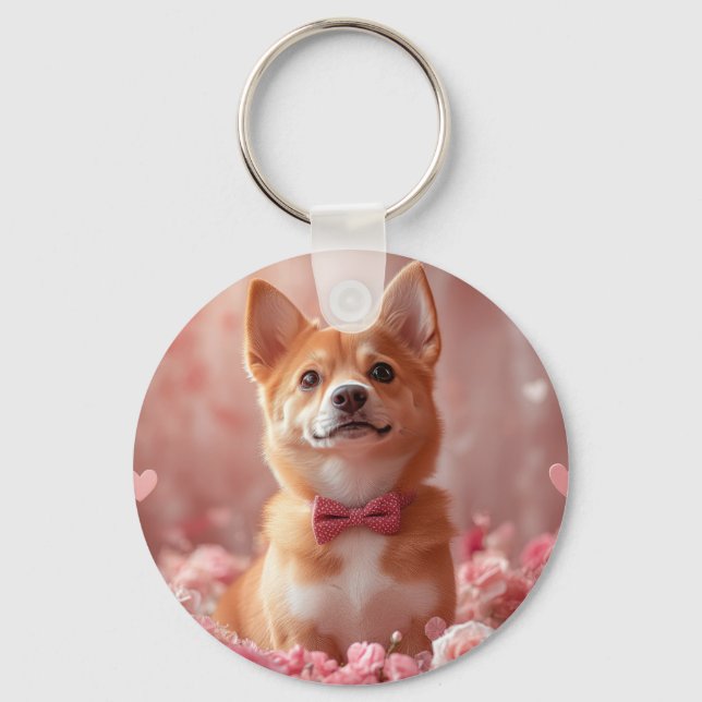 Chaveiro Basenji com Rosas - Dia dos Namorados (Frente)