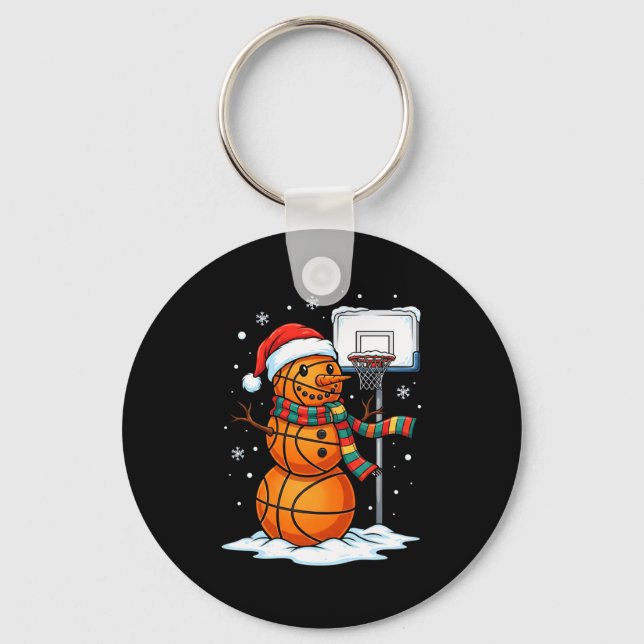 Chaveiro Basketball Snowman Christmas Santa Hat Funny Xmas  (Frente)