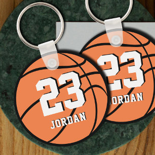 Chaveiro Basquete Bola Laranja Nome Personalizado & Número