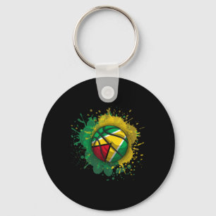 Chaveiro Basquete Com Bandeira Da Guiana