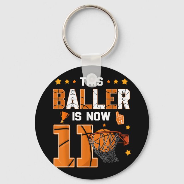 Chaveiro Basquete De Aniversário De 11, Este Chamador É Ago (Frente)