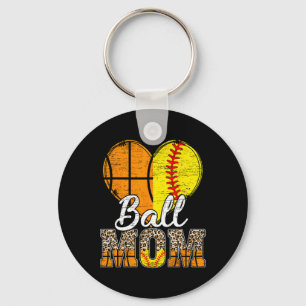 Chaveiro Basquete Mãe Coração Softball Mãe Leopardo Mãe"