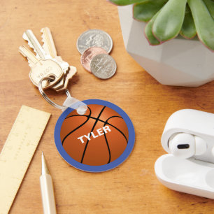 Chaveiro Basquetebol, Nome em Branco sobre Azul
