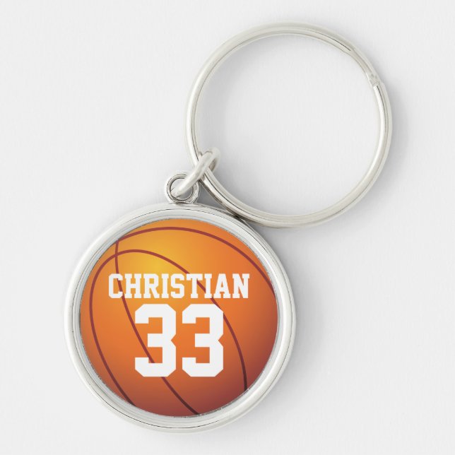 Chaveiro Basquetebol personalizado do nome e do número (Frente)