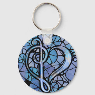 Chaveiro Bass Treble Clef Note Music Heart Love