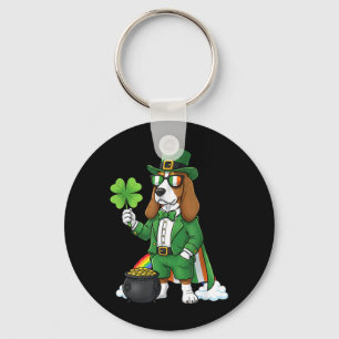 Chaveiro Basset Hound Leprechaun Engraçado Dia de São Patrí