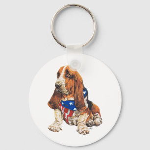 Chaveiro Basset Hound Patriótico Americano