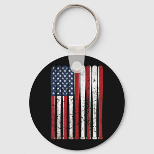 Chaveiro Bastões de Beisebol da Bandeira Americana Vintage