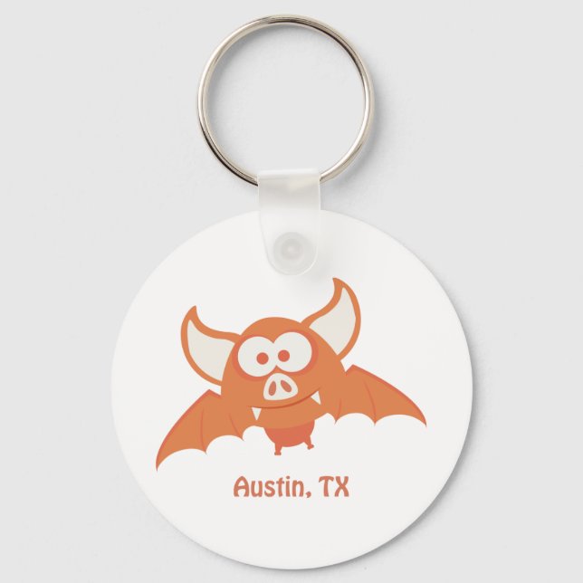Chaveiro Bat Laranja - Austin, TX (Frente)
