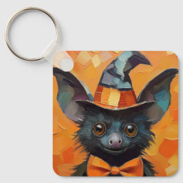 Chaveiro Bat with Patchwork Witch Hat