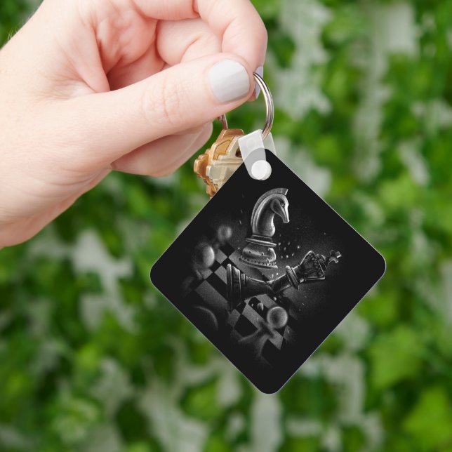 Chaveiro Batalha Dramática do Xadrez - Cavaleiro vs Cavalo (Mão)