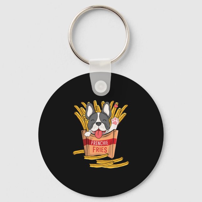 Chaveiro Batatas Fritas - Bulldog Francês Comida Rápida Ama (Frente)