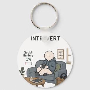 Chaveiro Bateria Social de Introvertido 1% Meme de Introver