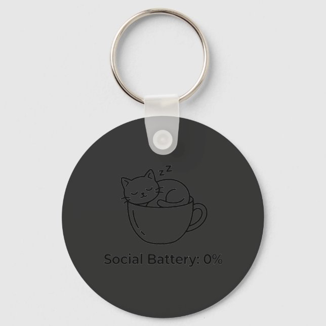 Chaveiro Bateria Social Zero Introvertido Gato Frente Céreb (Frente)