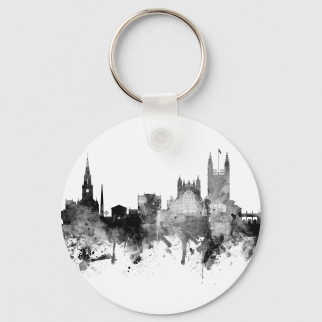 Chaveiro Bath England Skyline Cityscape Black White (Frente)