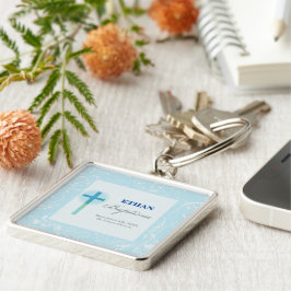 Chaveiro Batismo Blue Lace Boy