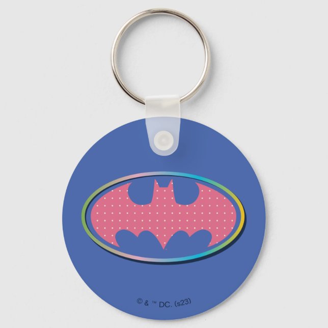 Chaveiro Batman | Logotipo de Bolinhas rosa (Frente)