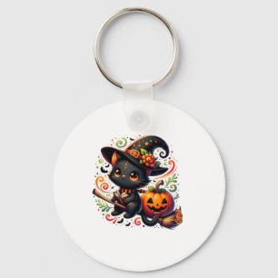 Chaveiro Bats Black Cat Witch Hat Wand Pumpkin Cute Hallowe