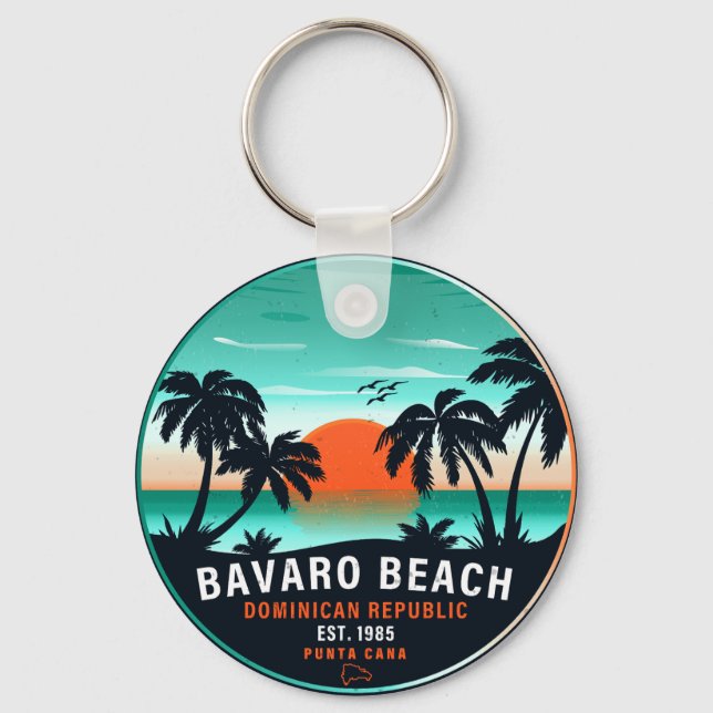 Chaveiro Bavaro Beach Dominicana Retro Sunset Souvenir 60 a (Frente)