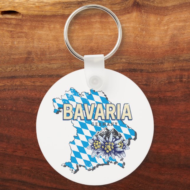 Chaveiro Baviera Alemanha — Mapa do Estado Federal Retro Ed (Frente)