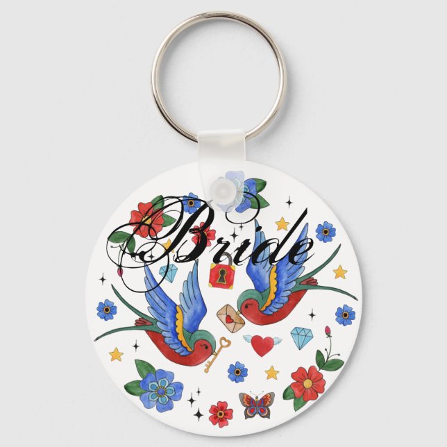 Chaveiro Bbi do Sparrow Tatto de Pássaro Tradicional da Cad (Frente)