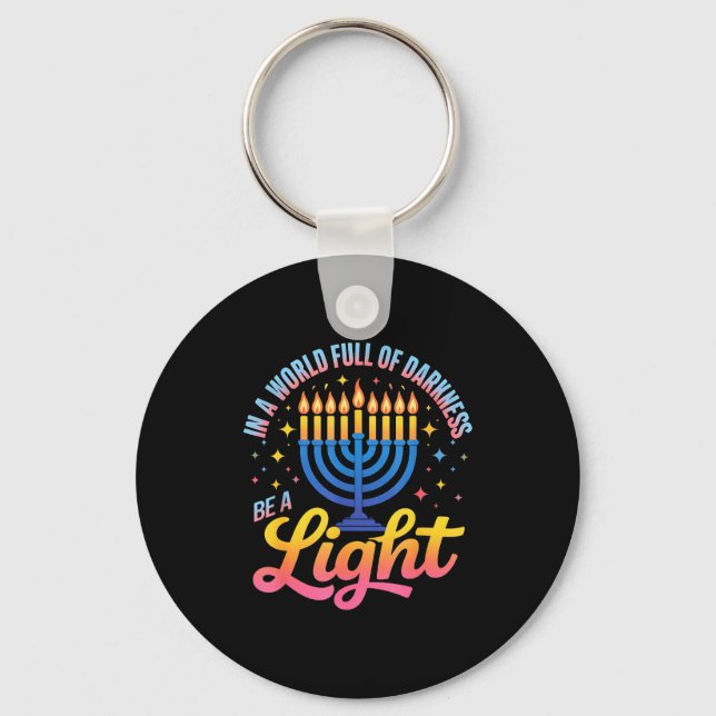 Chaveiro Be A Light Happy Hanukkah Menorah Jewish Gift  (Frente)