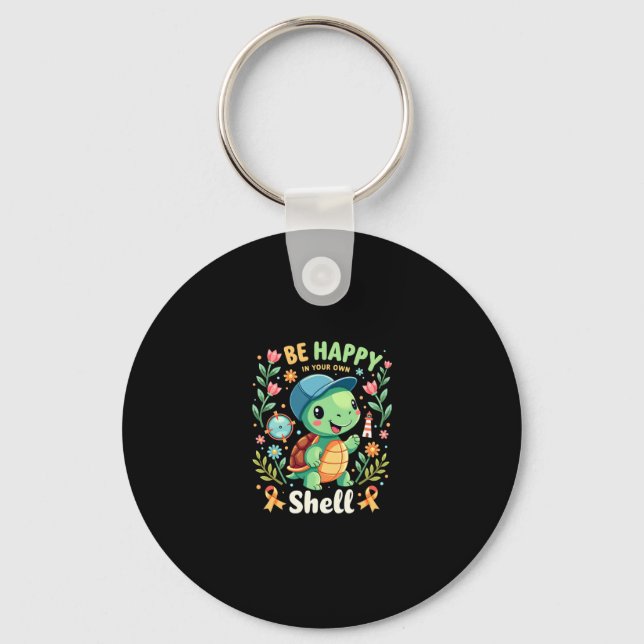 Chaveiro Be Happy In Your Own Shell Turtle Autism Awareness (Frente)