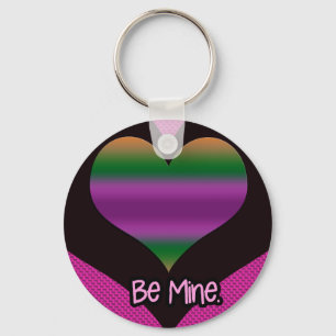 Chaveiro Be Mine Valentine Purple Stripe Heart