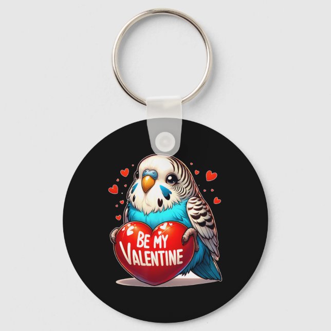 Chaveiro Be My Valentine Budgie Heart  (Frente)