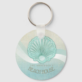 Chaveiro Beach House Clam Shell Aqua Blue ID623