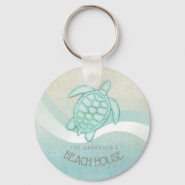 Chaveiro Beach House NMaritime Turtle Aqua Blue ID623