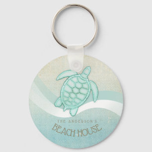 Chaveiro Beach House NMaritime Turtle Aqua Blue ID623