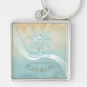 Chaveiro Beach House Palm Trees Aqua ID623