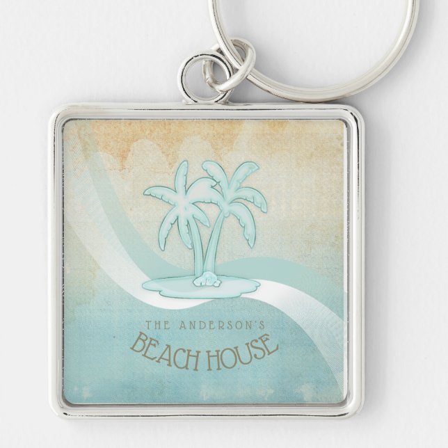 Chaveiro Beach House Palm Trees Aqua ID623 (Frente)