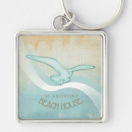 Chaveiro Beach House Seagull Aqua Blue ID623