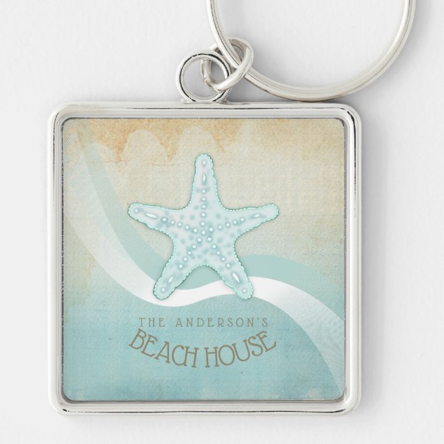 Chaveiro Beach House - Starfish Aqua Blue ID623 (Frente)