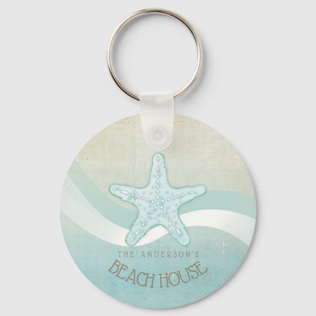 Chaveiro Beach House - Starfish Aqua Blue ID623 (Frente)