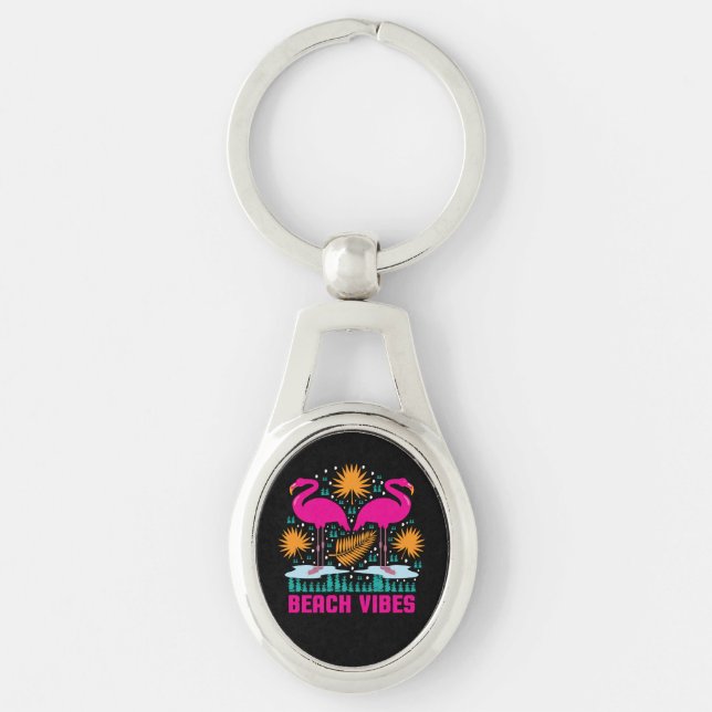 Chaveiro Beach Vibes Pink Flamingos-19501 (Frente)
