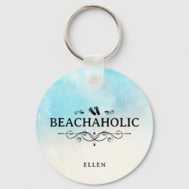 Chaveiro Beachaholic Aquarela Praia Personalizada