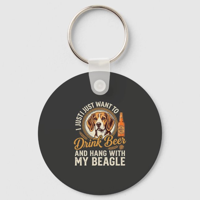 Chaveiro Beagle Cão Cerveja Artesanal Garrafa Lúpulo (Frente)