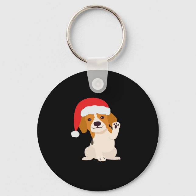 Chaveiro Beagle com Papai noel para amantes de cachorros (Frente)