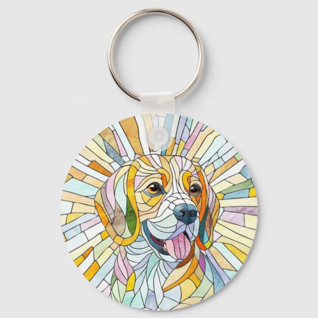Chaveiro Beagle dog - Colorful Mosaic art (Frente)