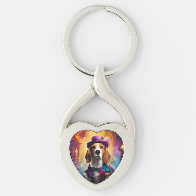 Chaveiro Beagle em fantasia vibrante (Frente)