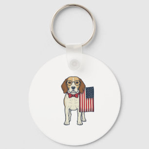 Chaveiro Beagle Patriótico com Arte Vetorial Vintage de Ban