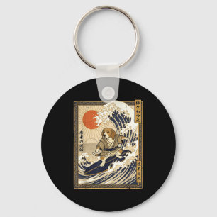 Chaveiro Beagle surfista japonês kanagawa onda engraçado sa