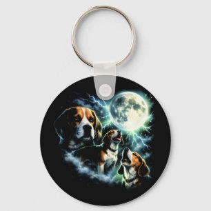 Chaveiro Beagle Uivando à Lua – Cachorro de Caça Noturno